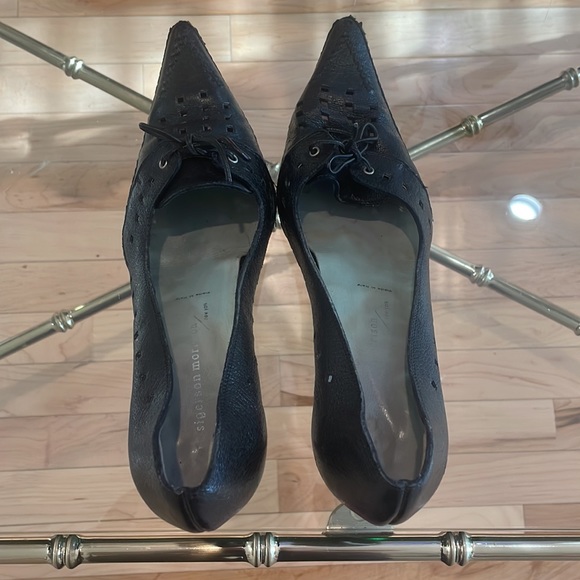 Sigerson Morrison Dark Brown Laser Cut Lace Up Point Toe High Heel Pumps Size 9B - Picture 6 of 9